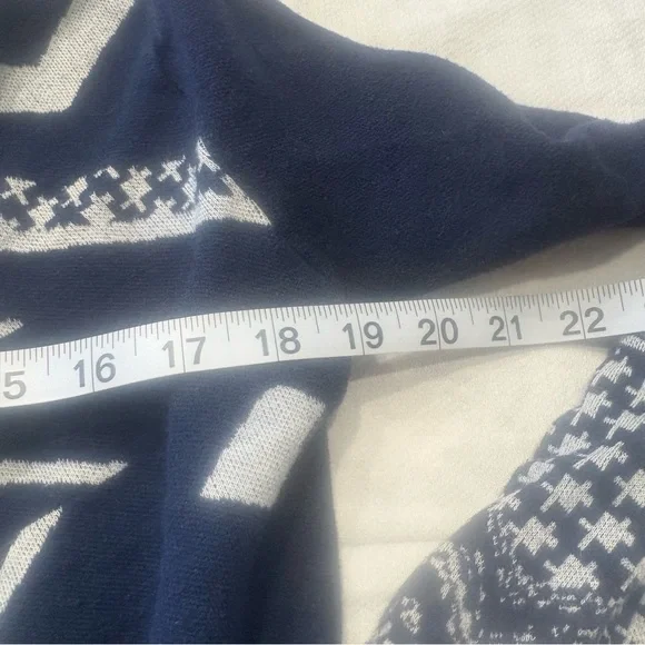 Dana Buchman Navy Cream Geometric Open Front Cardigan Small - Picture 4 of 8